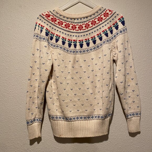 Eddie Bauer Vintage Fair Isle Sweater 1988 Flower Pots Cottagecore – Size M - Picture 4 of 4